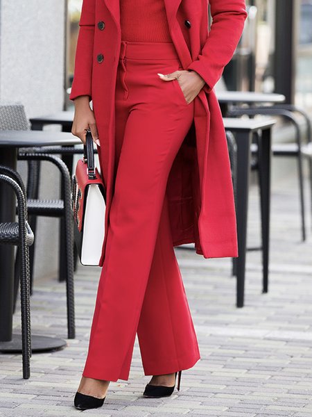 Urban Regular Fit Plain Fashion Pants, Red, Pants