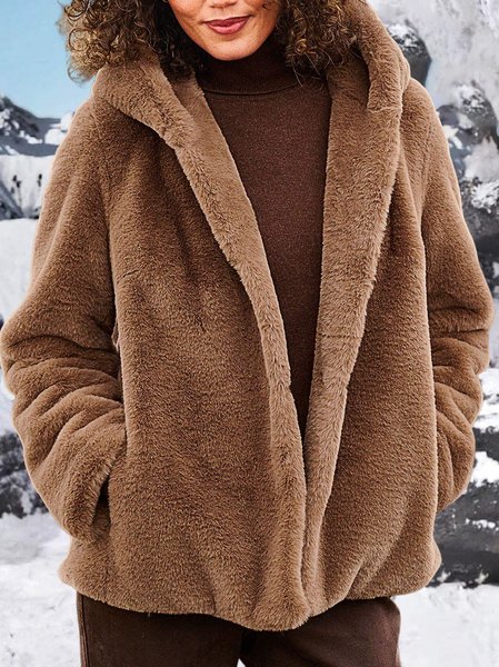 

Fluff/Granular Fleece Fabric Teddy Jacket, Coffee, Outerwear