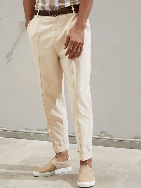 

Plain Cotton Straight Waist Straight Pants, As picture, Men's pants