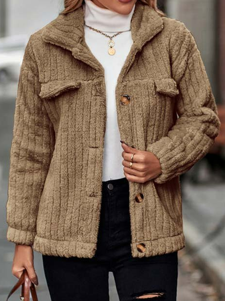 

Plain Shawl Collar Casual Coat, Khaki, Outerwear