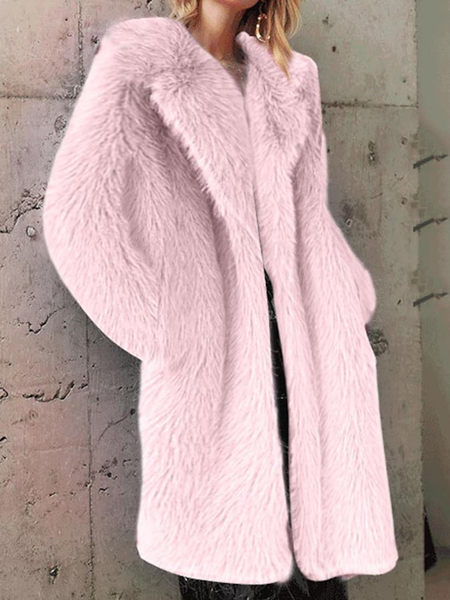 

Casual Pink Shawl Collar Teddy Jacket, Outerwear