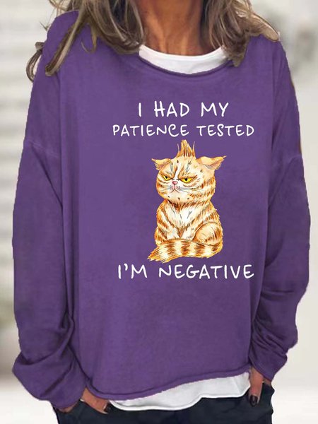 

Women I Had My patience Tested I’m Negative Casual Loose Sweatshirt, Purple, Hoodies&Sweatshirts