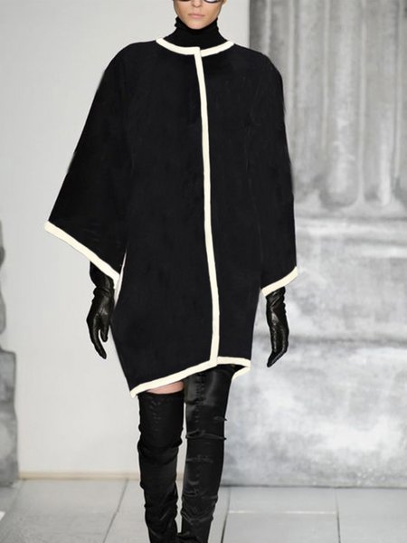 

Urban Long Sleeve Loosen Color Block Overcoat, Black-white, Coats