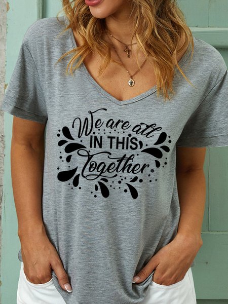 

Lilicloth X Y We Are All In This Together Women‘s V Neck T-Shirt, Gray, T-shirts