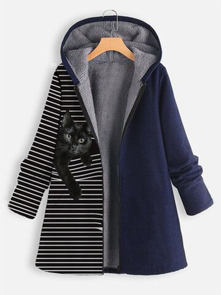 

Polar Fleece Casual Hoodie Sweater Coat, Blue, Outerwear