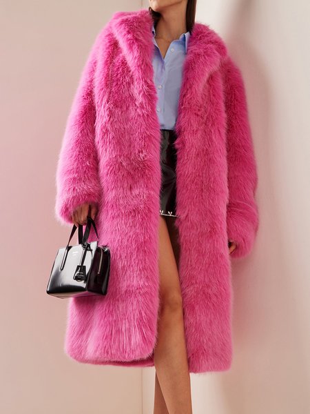 

Long sleeve Elegant Shawl Collar Teddy Jacket, Pink, Coats