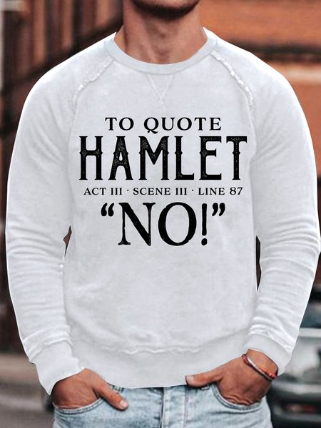 

Mens No Funny Graphic Print Loose Text Letters Sweatshirt, White, Hoodies&Sweatshirts