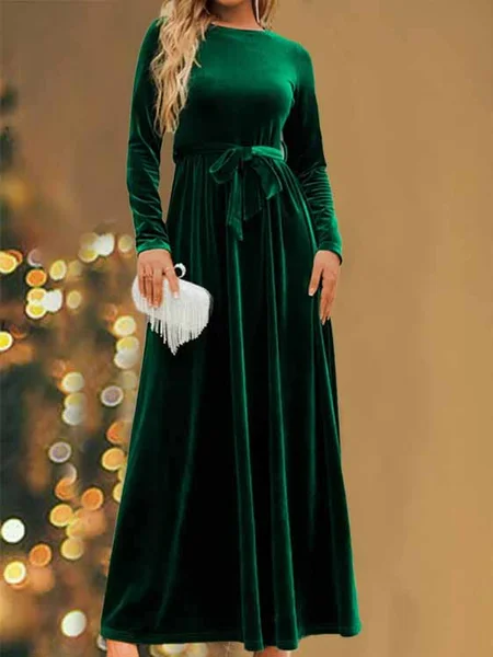 

Casual Crew Neck Loose Dress, Green, Dresses