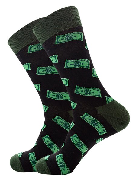 

Casual Coin Pattern Contrast Socks, Color4, Men Socks