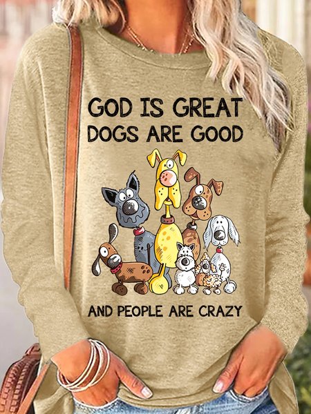 

Womens Dog Lover Letters Top, Apricot, Long sleeves