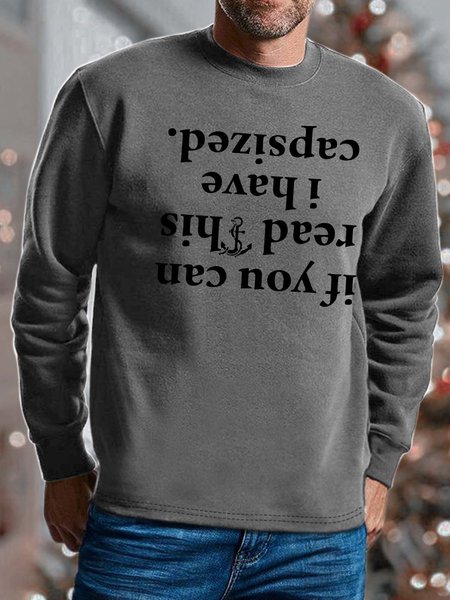 

Men If You Can Read His I Have Capsized Text Letters Sweatshirt, Deep gray, Hoodies&Sweatshirts