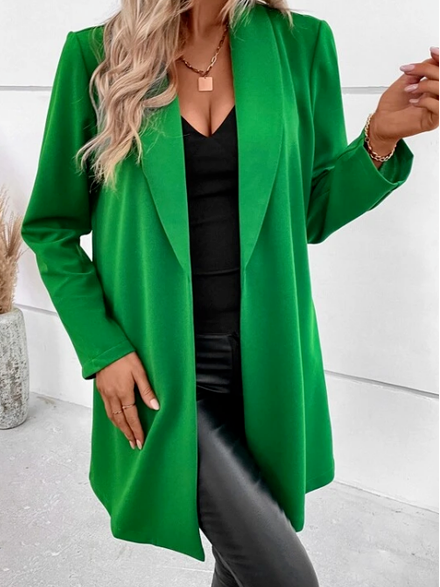 

Casual Woolen Loose Plain Coat, Green, Outerwear