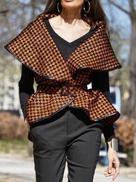 

Urban Shawl Collar Plaid Regular Fit Jacket, Orange, Jackets
