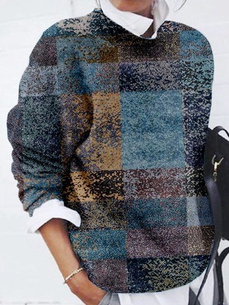 

Color Block Vintage Crew Neck Top, Blue, Sweatshirts & Hoodies
