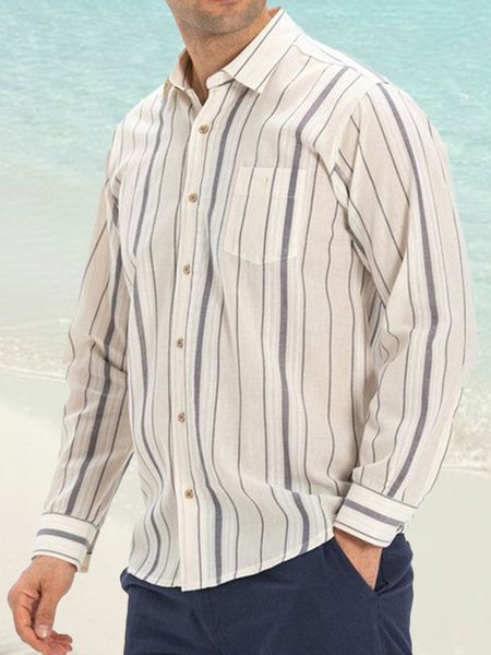

Striped Long Sleeve Shirt, White, Long Sleeve Shirts