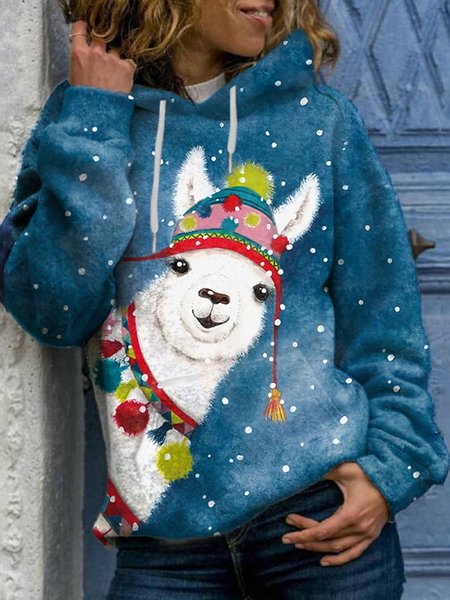 

Casual Animal Hoodie Sweatshirt, Blue, Sweatshirts & Hoodies