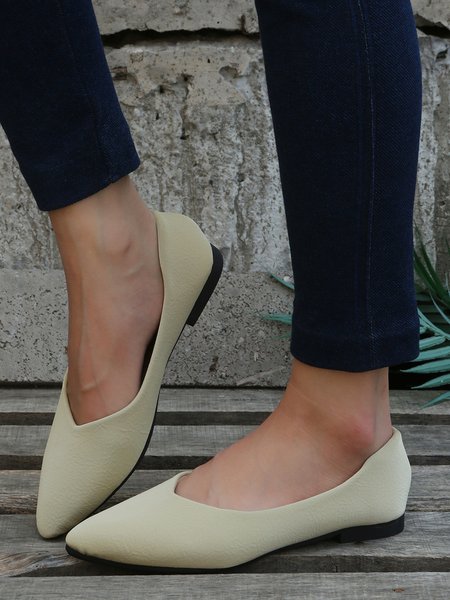 

Plain Simple Casual Pointed Toe Flats, Green, Flats