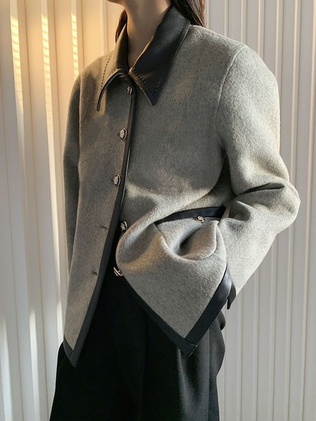 

Long sleeve Color Block Simple Regular Fit Jacket, Gray, Jackets