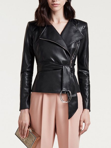 

Urban Long Sleeve Plain Regular Fit Shawl Collar Jacket, Black, Jackets