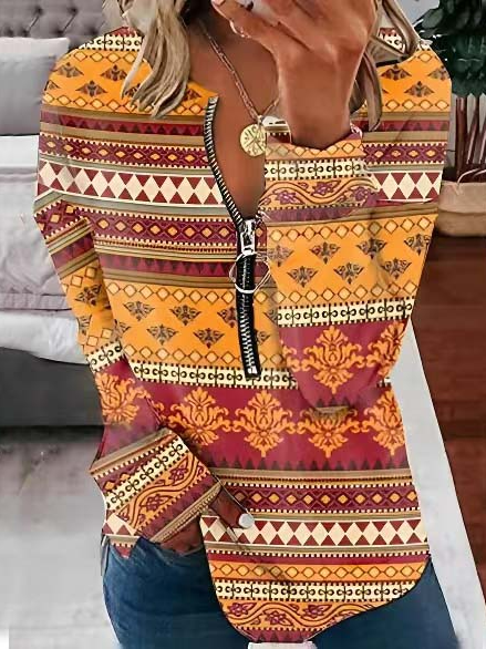 

Casual V Neck Loose Ethnic Off Shoulder Sleeve Sweatshirts, Orange, Sweatshirts & Hoodies