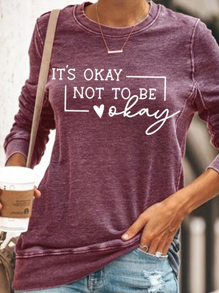 

Womens It's okay not to be okay | Mental Health Awareness Quote Letters Sweatshirt, Red, Hoodies&Sweatshirts