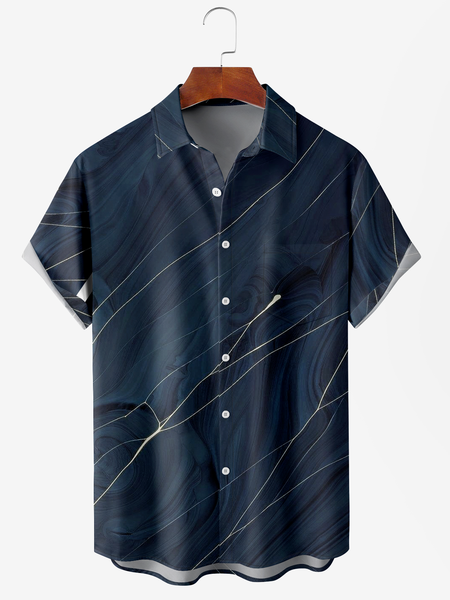 

Texture Pocket Short Sleeve Casual Shirt, Blue, Men Shirts