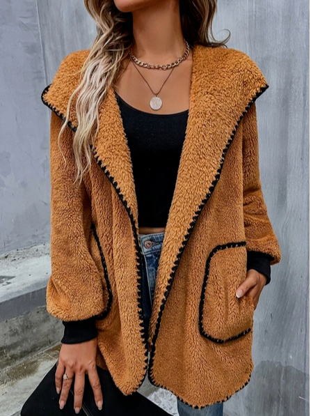 

Loose Fluff/Granular Fleece Fabric Teddy Coat, Brown, Coats