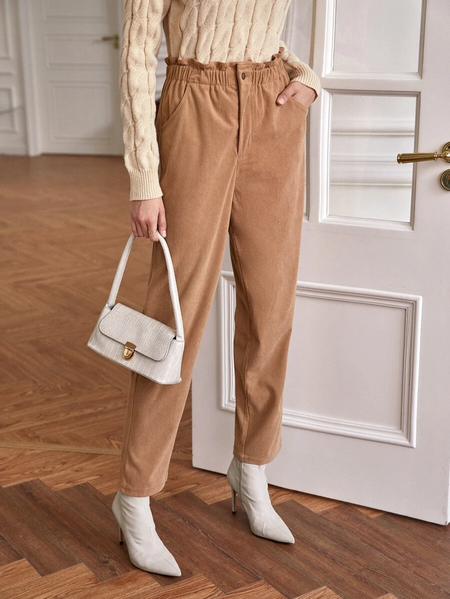 

Regular Fit Plain Casual Pant, Khaki, Pants