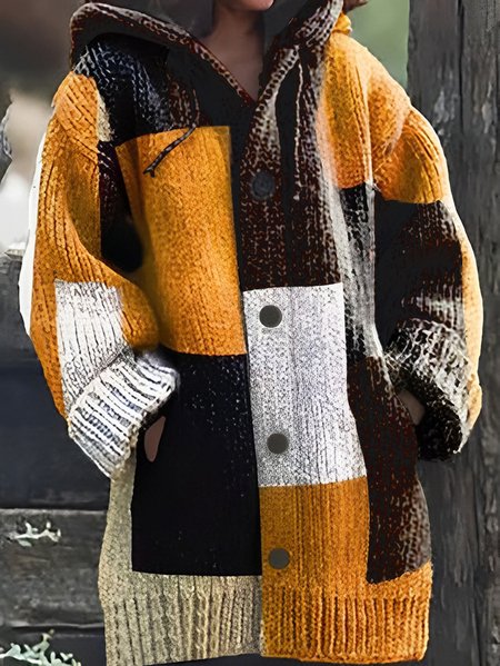 

Wool/Knitting Casual Sweater Coat, Yellow, Sweaters