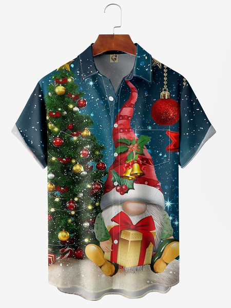 

Christmas Gnomes Short Sleeve Camp Shirt, Blue, Men Shirts