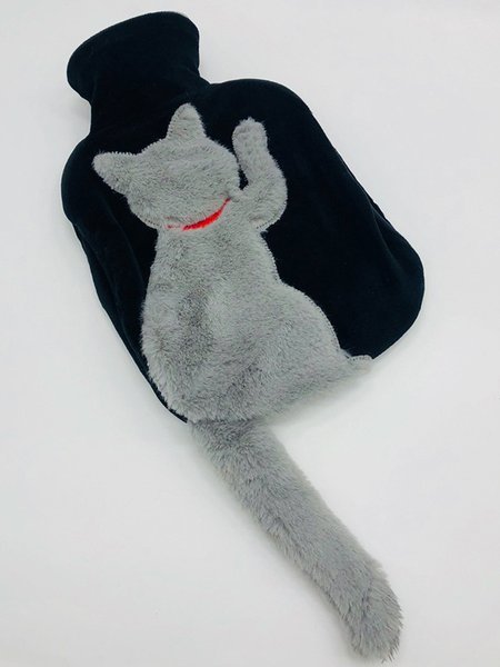 

Winter Water Bag Home Thickened Large Capacity Water Injection Explosion-proof Water Bag Cat Pattern Hand Warmer, Gray, Storage & Bag