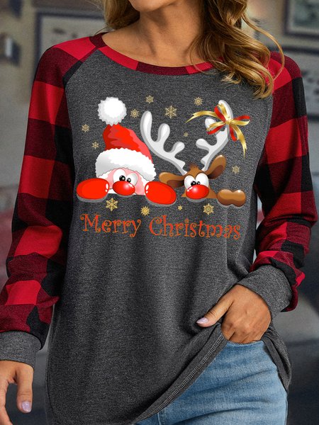 

Womens Christmas Santa Top, Gray, Long sleeves