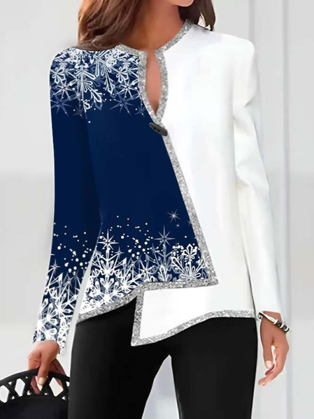 

Urban Regular Fit Snowflake Asymmetric Top, Navy blue, Tops