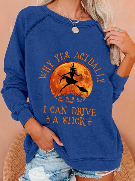 

Casual Halloween Long Sleeve Crew Neck Printed Top Sweatshirt, Blue, Hoodies&Sweatshirts