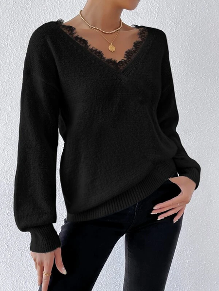 

Urban Wool/Knitting V Neck Sweater, Black, Sweaters & Cardigans