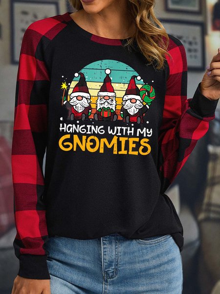 

Women Merry Christmas Hanging With My Gnomies Casual Top, Black, Long sleeves