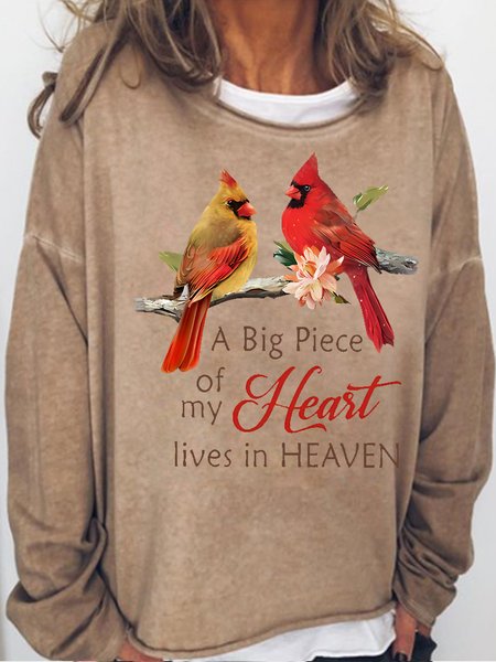 

Womens A Big Piece Of My Heart Lives In Heaven Crew Neck Sweatshirt, Light brown, Hoodies&Sweatshirts