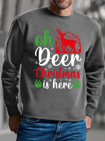 

Lilicloth X Manikvskhan Oh Deer Christmas Is Here Men's Sweatshirt, Gray, Hoodies&Sweatshirts