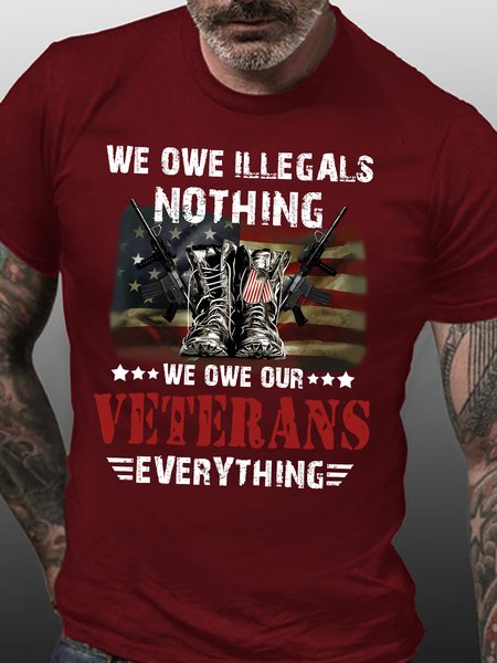 

Mens Veterans Cotton Casual T-Shirt, Red, T-shirts