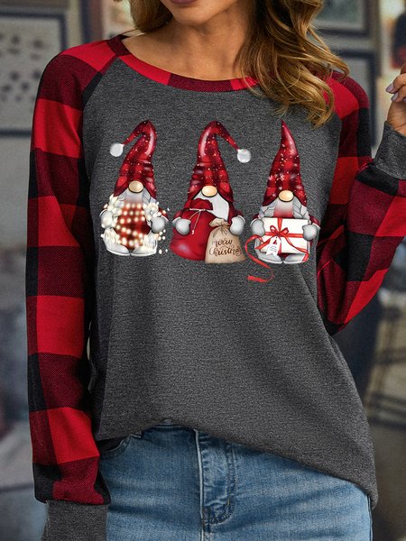 

Womens Casual Christmas Gnome Top, Gray, Long sleeves