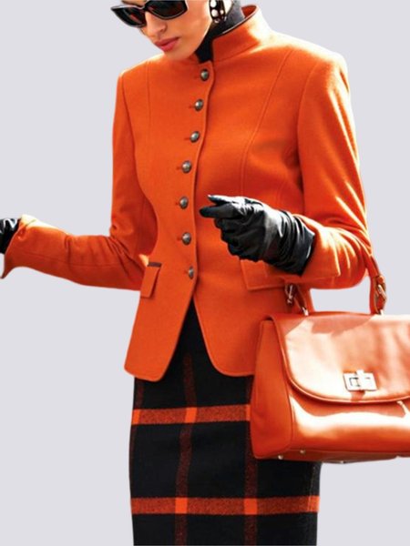 

Urban Regular Fit Long Sleeve Plain Jacket, Orange, Outerwear