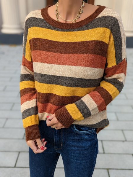 

Striped Wool/Knitting Crew Neck Regular Fit Casual Sweater, Multicolor, Sweaters