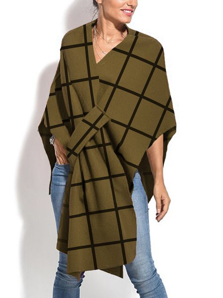 

Casual Plaid Cross Neck Coat, Yellow, Coats