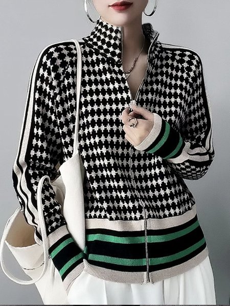 

Daily Urban Long sleeve Geometric Sweater Coat, Green, Cardigans
