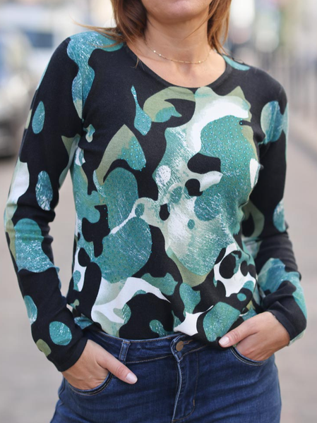 

Casual Color Block Crew Neck T-Shirt, Multicolor, Tops
