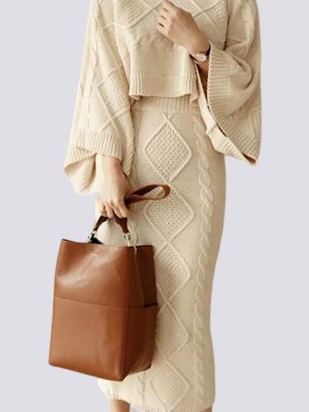 

Plain Elegant Tight Skirt, Beige, Skirts