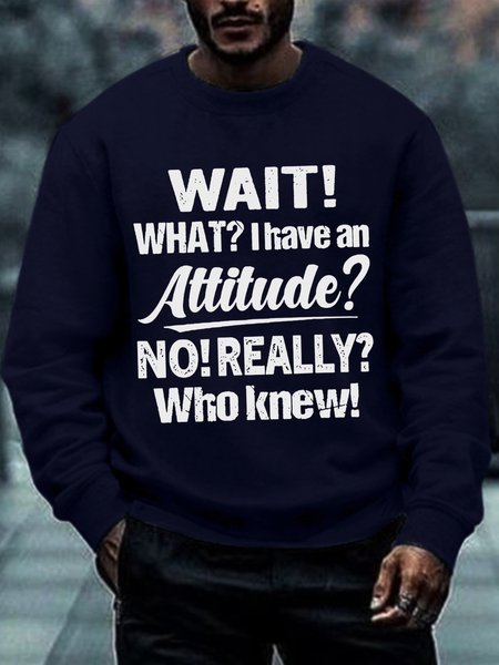 

Women Funny I Have An Attitude No Casual Crew Neck Sweatshirt, Blue, Hoodies&Sweatshirts