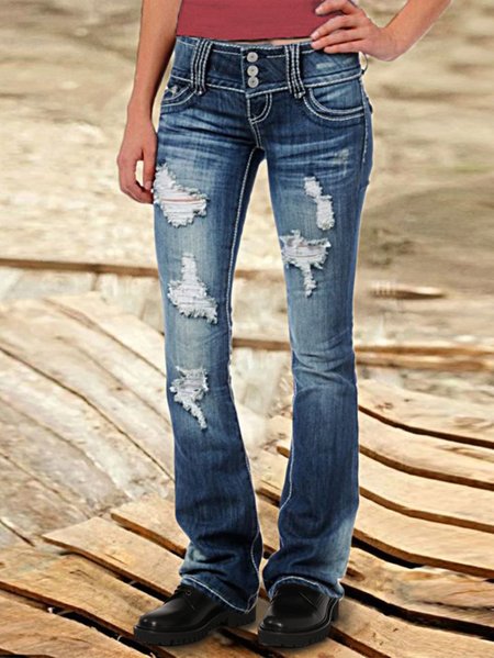 

Denim Casual Plain Jeans, Blue, Jeans
