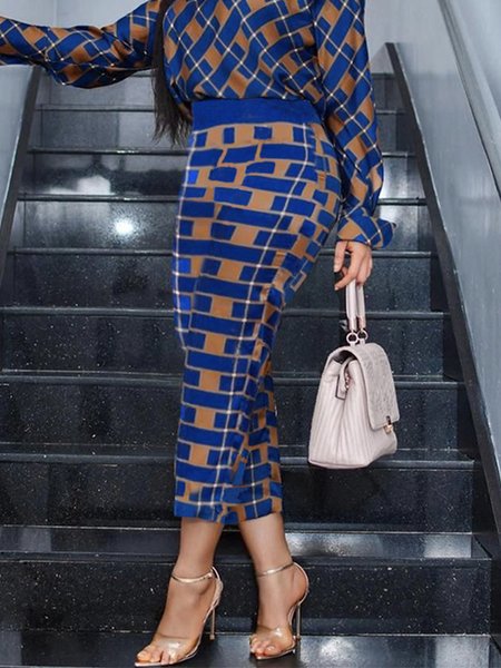 

Urban Geometric Tight Skirt, Blue, Skirts