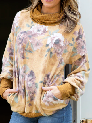

Floral Printed Cowl Neck Sweatshirt, Multicolor, Hoodies & Sweatshirts